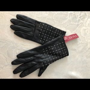 Faux Leather Black gloves with small Silver Studs